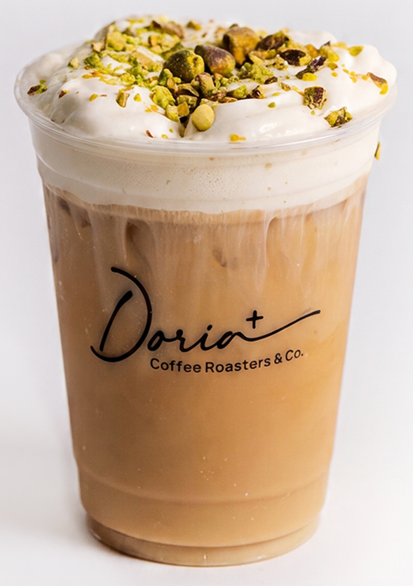 Latte con foam de pistache de Doria