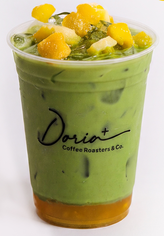 Matcha con compota de mango de Doria